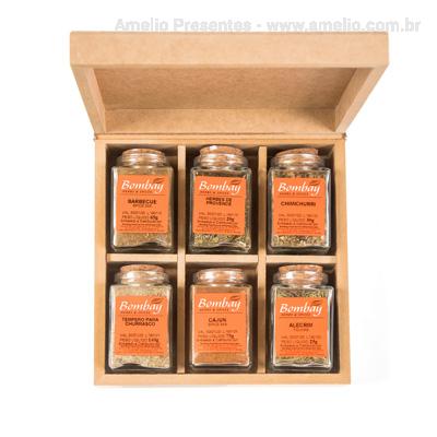 Kit 6 Potes Bombay na caixa de MDF