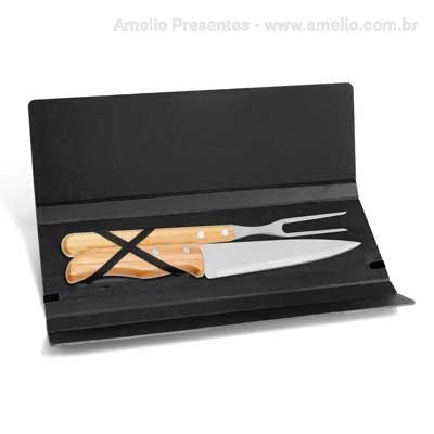 Kit Churrasco Bambu 2peças Estojo
