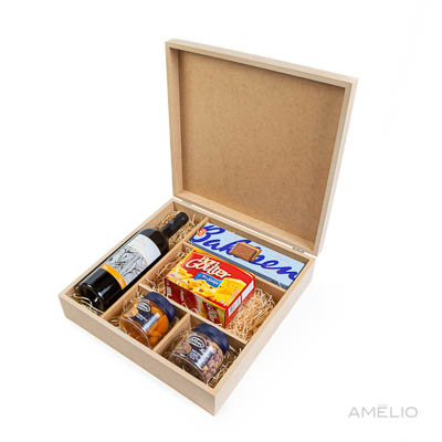 Kit vinho com aperitivos e biscoito