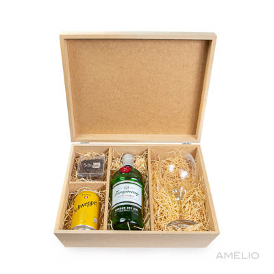 Kit Gin Tanqueray 750ml com taça e especiarias