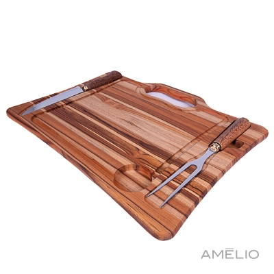 Kit churrasco 3pçs artesanal + sistema imã 