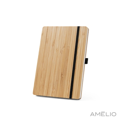 Conjunto de caderno A5 em bambu e caneta