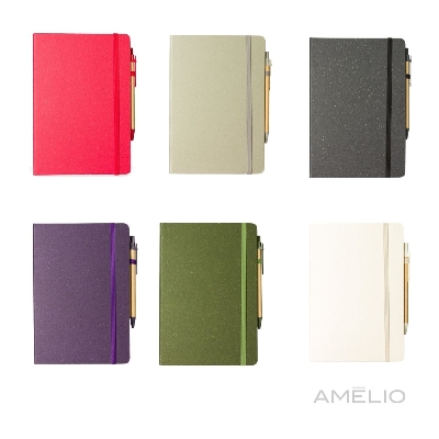 Caderneta Fibra de arroz com caneta