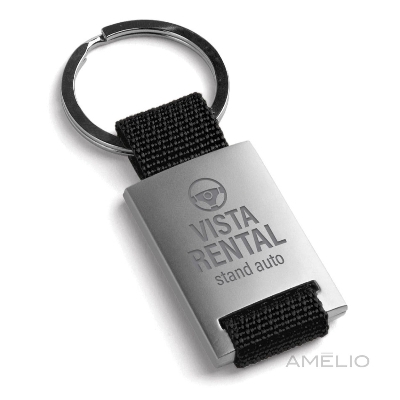 Chaveiro em metal e em webbing