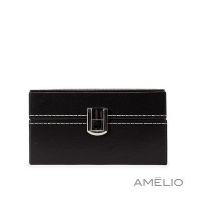 Porta-relógios com acabamento em couro sintético