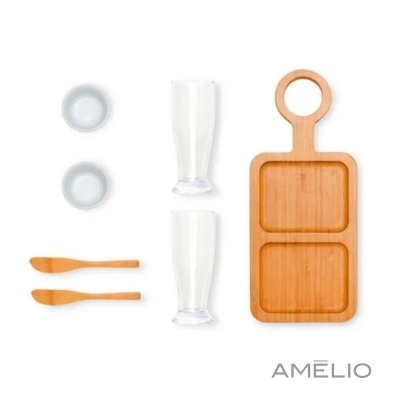 Kit petisco com copos cerveja - 7 pçs