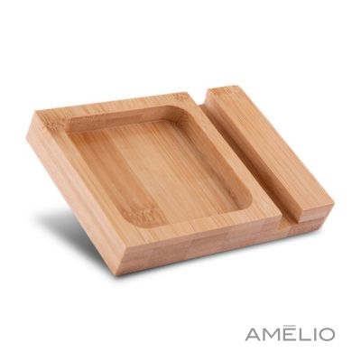 Porta objetos/smartphone em feltro e bambu