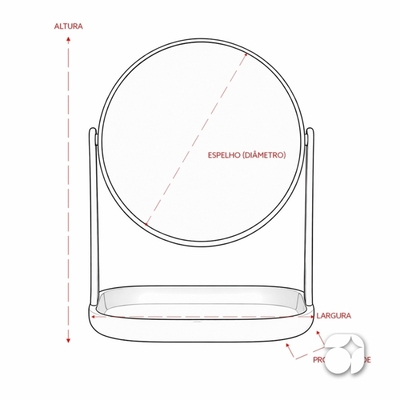 Espelho de mesa redondo